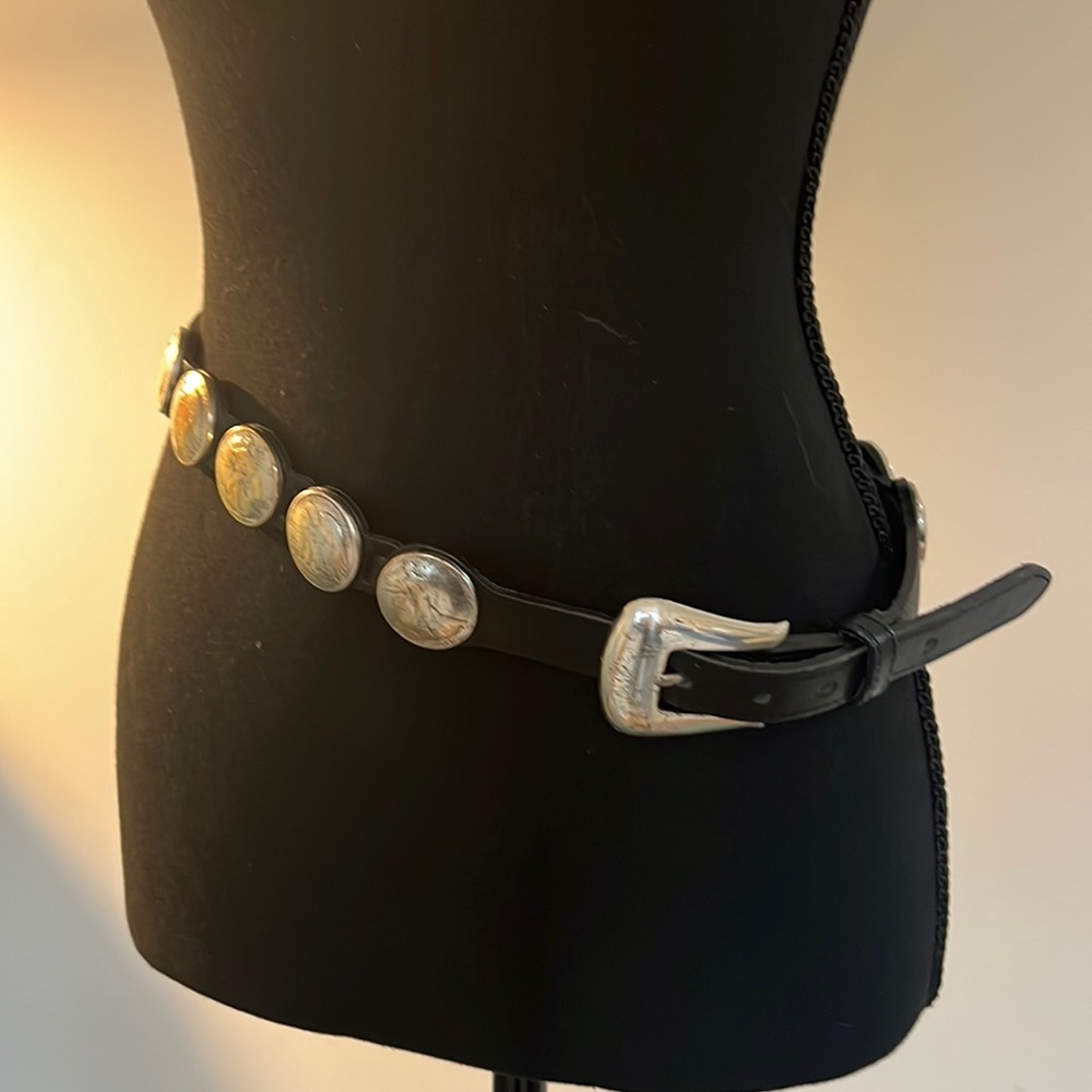 Justin leather belt with half dollar conchos